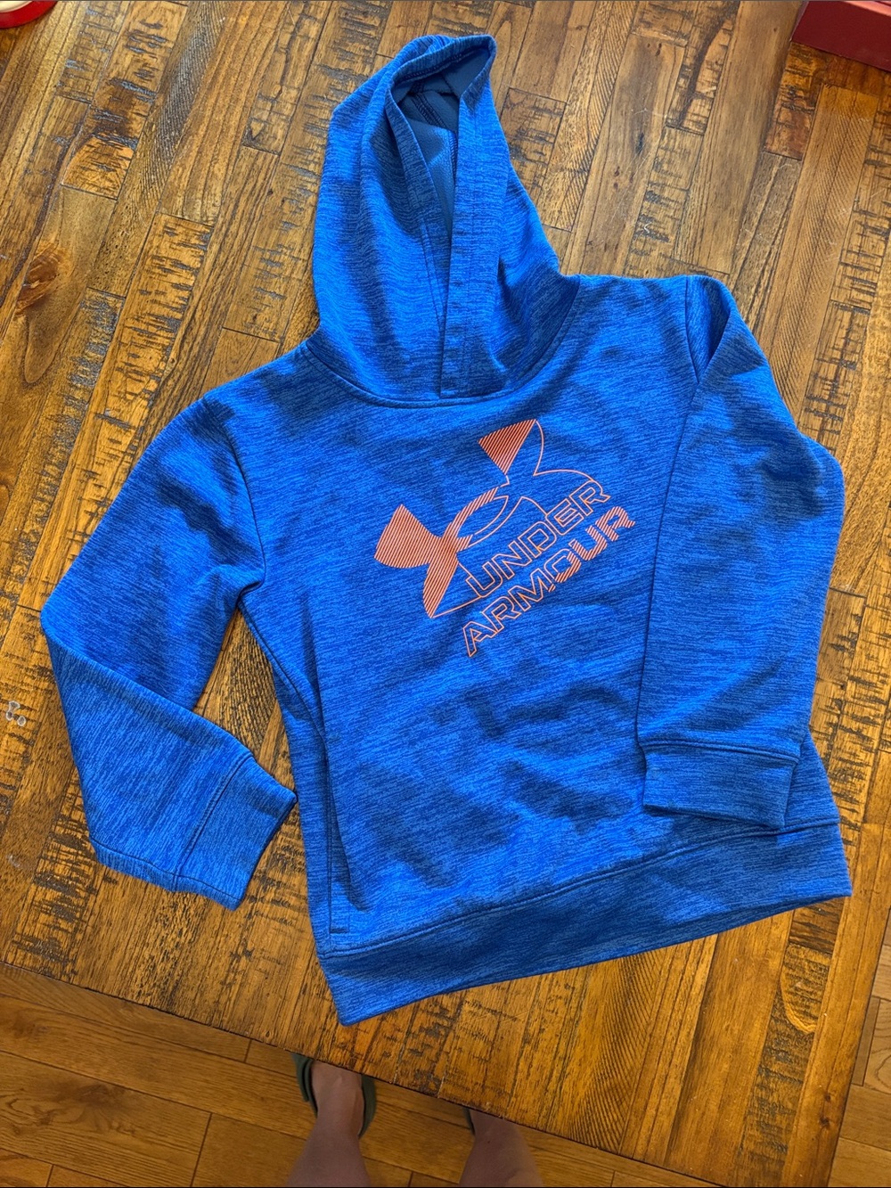 Under Armour Kids Blue Hooded Sweatshirt with Orange Logo